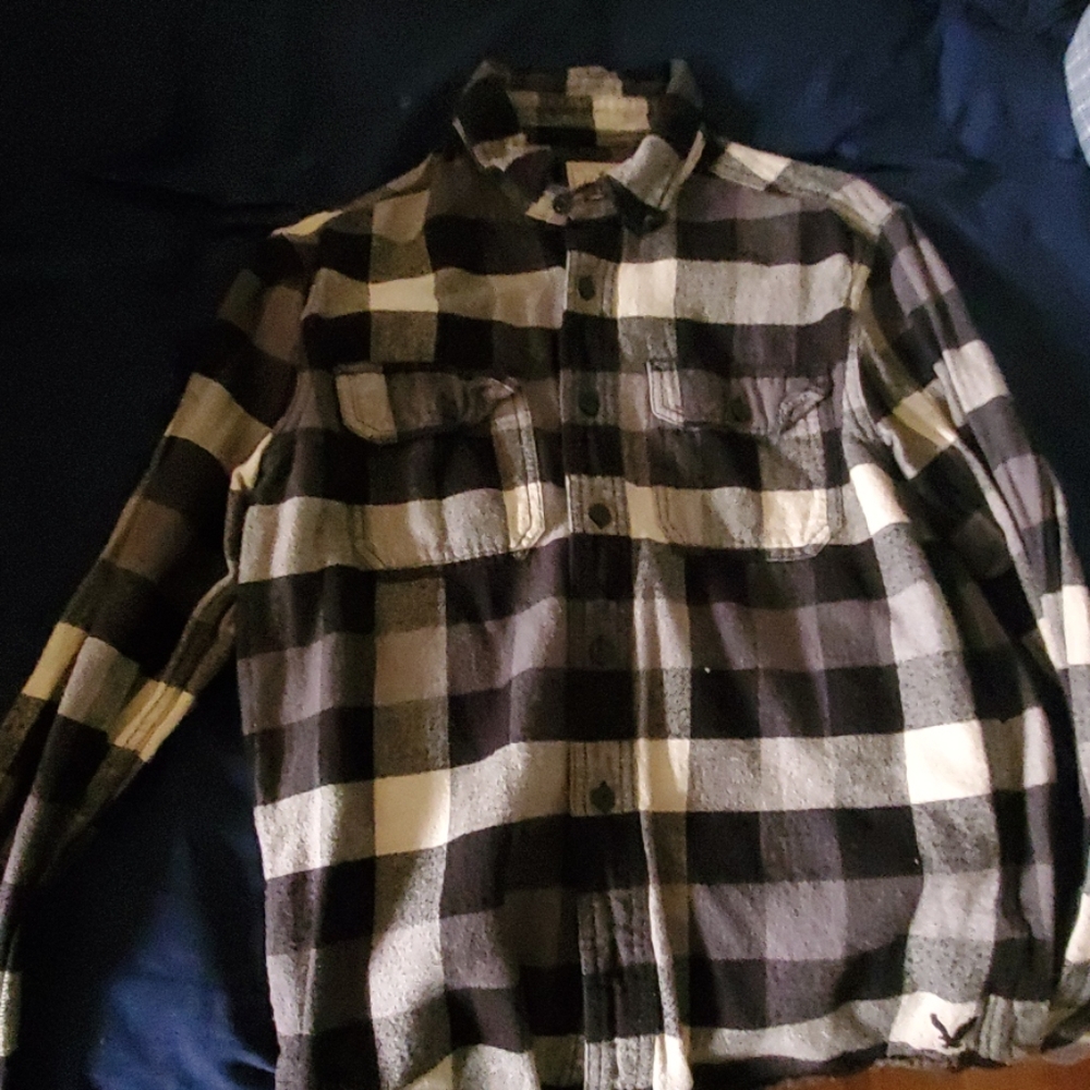 Black and white flannel shirt